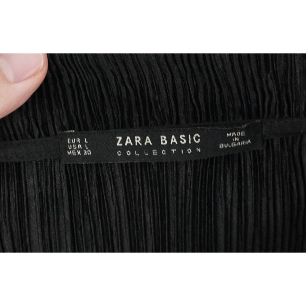 Zara Basic Black Silver Zip Stretch Pleated Coat - image 3